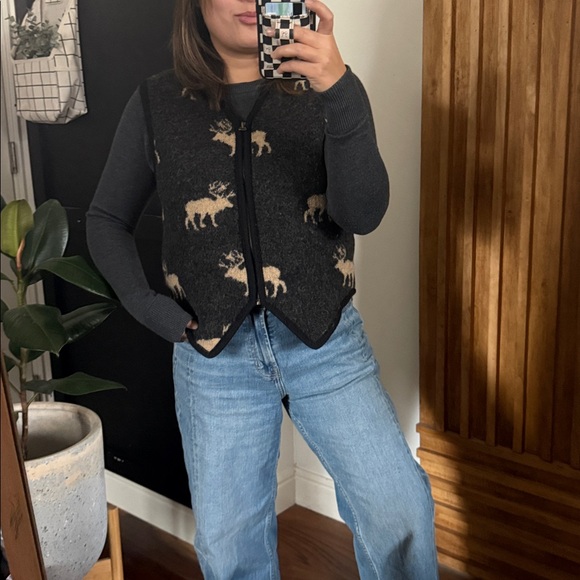 Vintage Lisa International 100% Boiled Wool Zip Front Sweater Vest. L - Picture 7 of 8